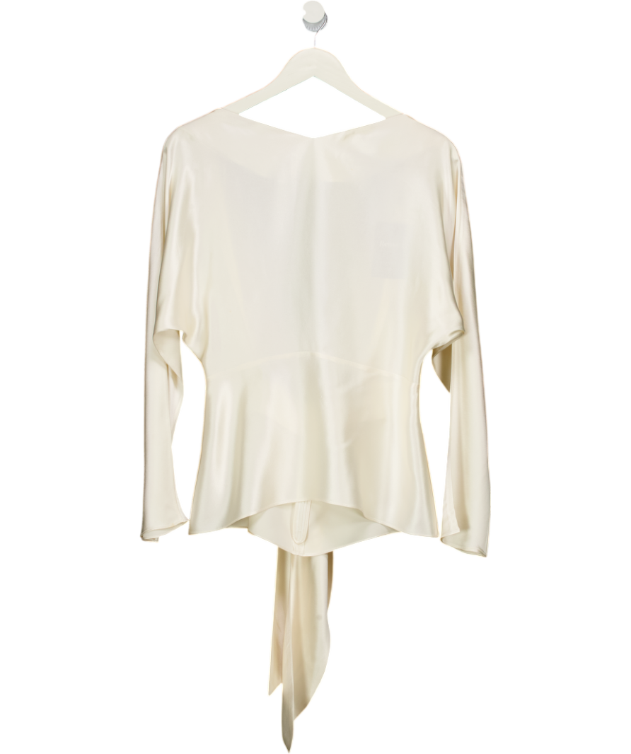 DEITAS Mia Tie-back Silk Satin Blouse In Cream UK S