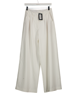 NA-KD White Pleated Wide Leg Trouser UK 8