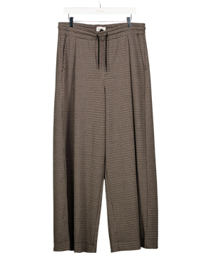 Hush Brown Check Wide Leg Jersey Trousers UK L/XL