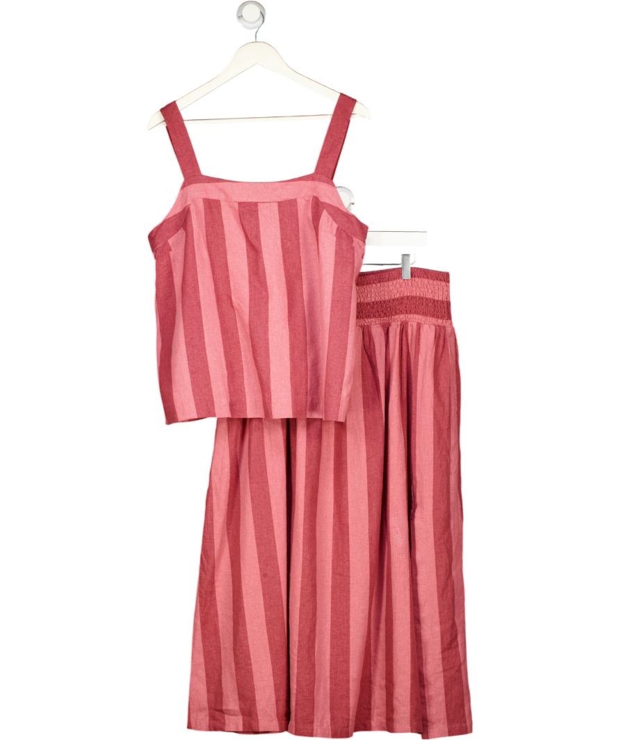 FATFACE 2-piece Kit Rust Red / Pink Linen Blend Midi Skirt (uk 14) And Cami Top (uk 16) Set UK L/XL