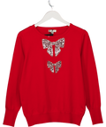 Monsoon Di Double Bow Jumper Red UK M