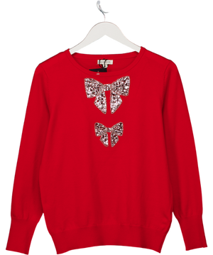 Monsoon Di Double Bow Jumper Red UK M