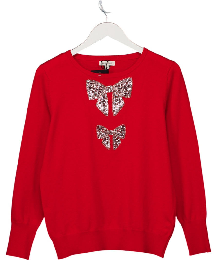 Monsoon Di Double Bow Jumper Red UK M