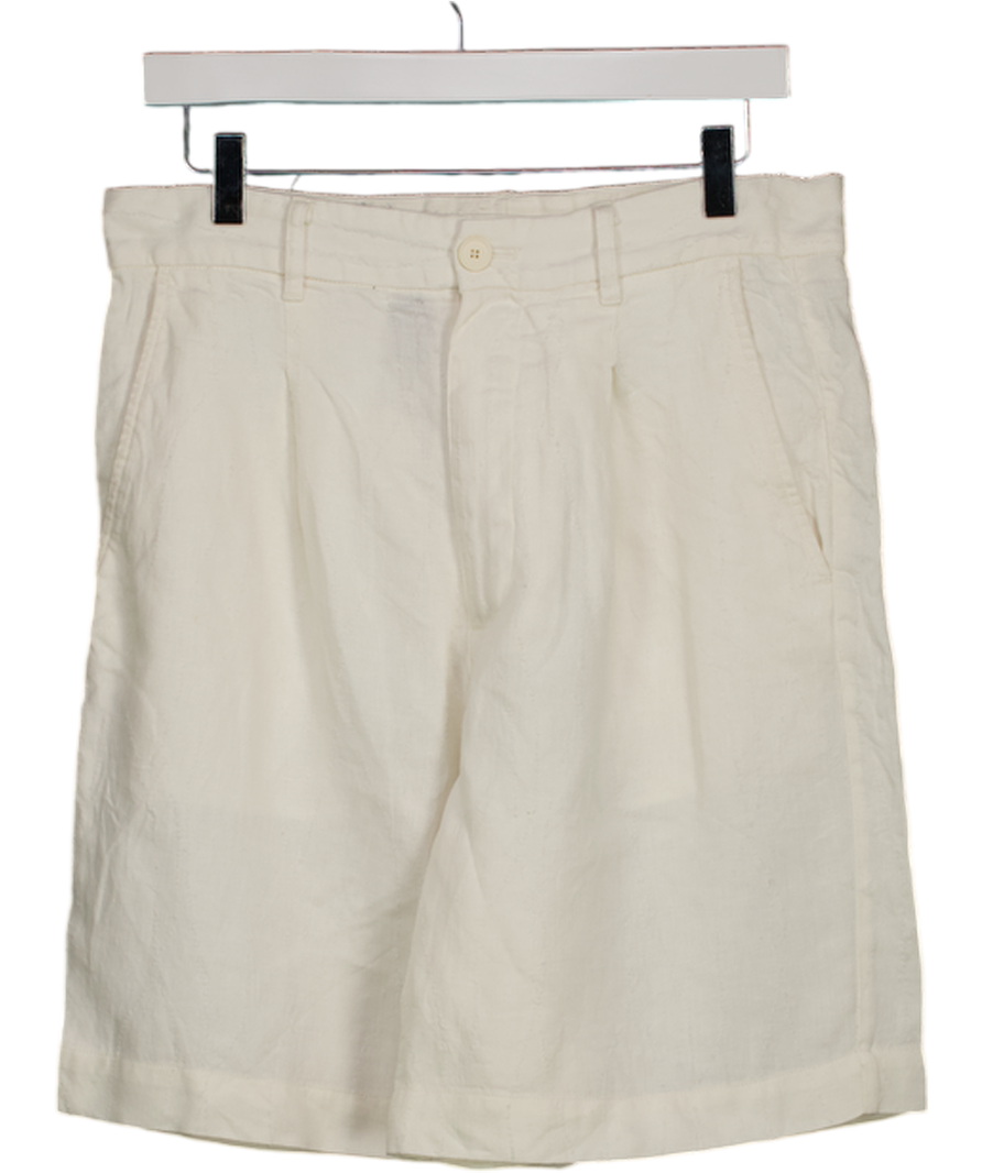 ZARA Cream Linen Textured Bermuda Shorts W28