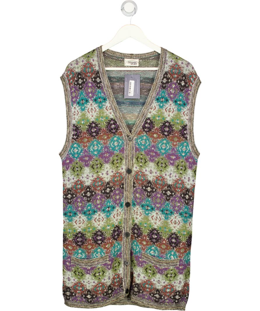 Missoni Multicoloured Sport Cotton Geometric Patterned Knit Vest UK 14