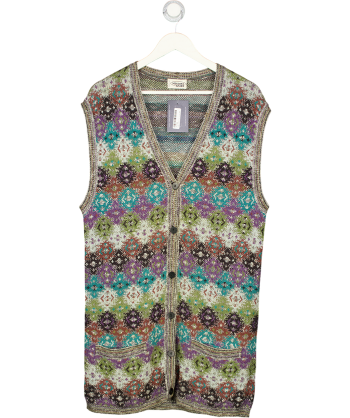 Missoni Multicoloured Sport Cotton Geometric Patterned Knit Vest UK 14