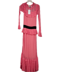 Luxe dressing Pink Ruffled Crochet Knit Maxi Dress UK S