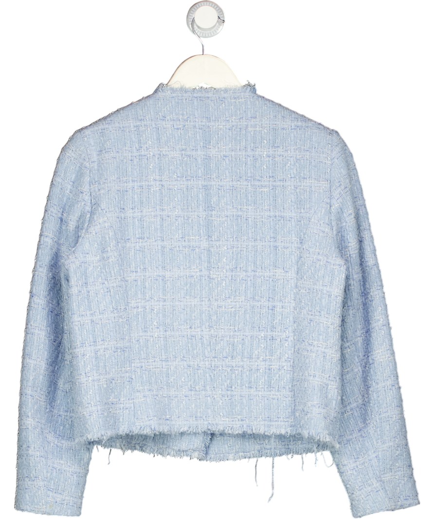 MANGO Blue Tweed Jacket With Pearl Button Detail UK M