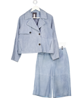 WHISTLES Ltd.edition Blue 2-piece Real Suede Short Trench And Longline Shirts Suit UK 6