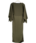 H&M Dark Green Satin Cape Midi Dress UK XS