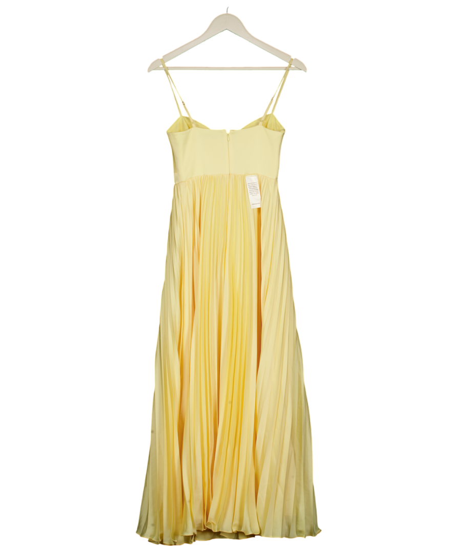 FOREVER NEW Soft Yellow Chloe Pleated Midi Dress UK 6