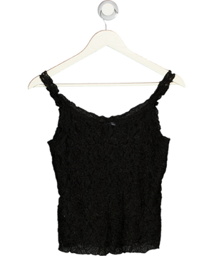 MASSIMO DUTTI Black Lace Mesh Top UK S
