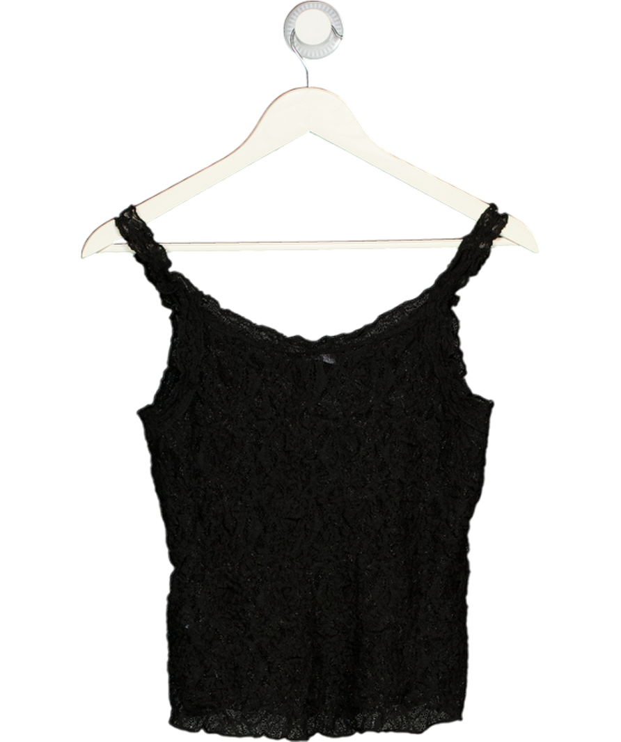 MASSIMO DUTTI Black Lace Mesh Top UK S