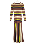 KAREN MILLEN Brown Stripe Long Sleeve Knitted Maxi Dress UK XS