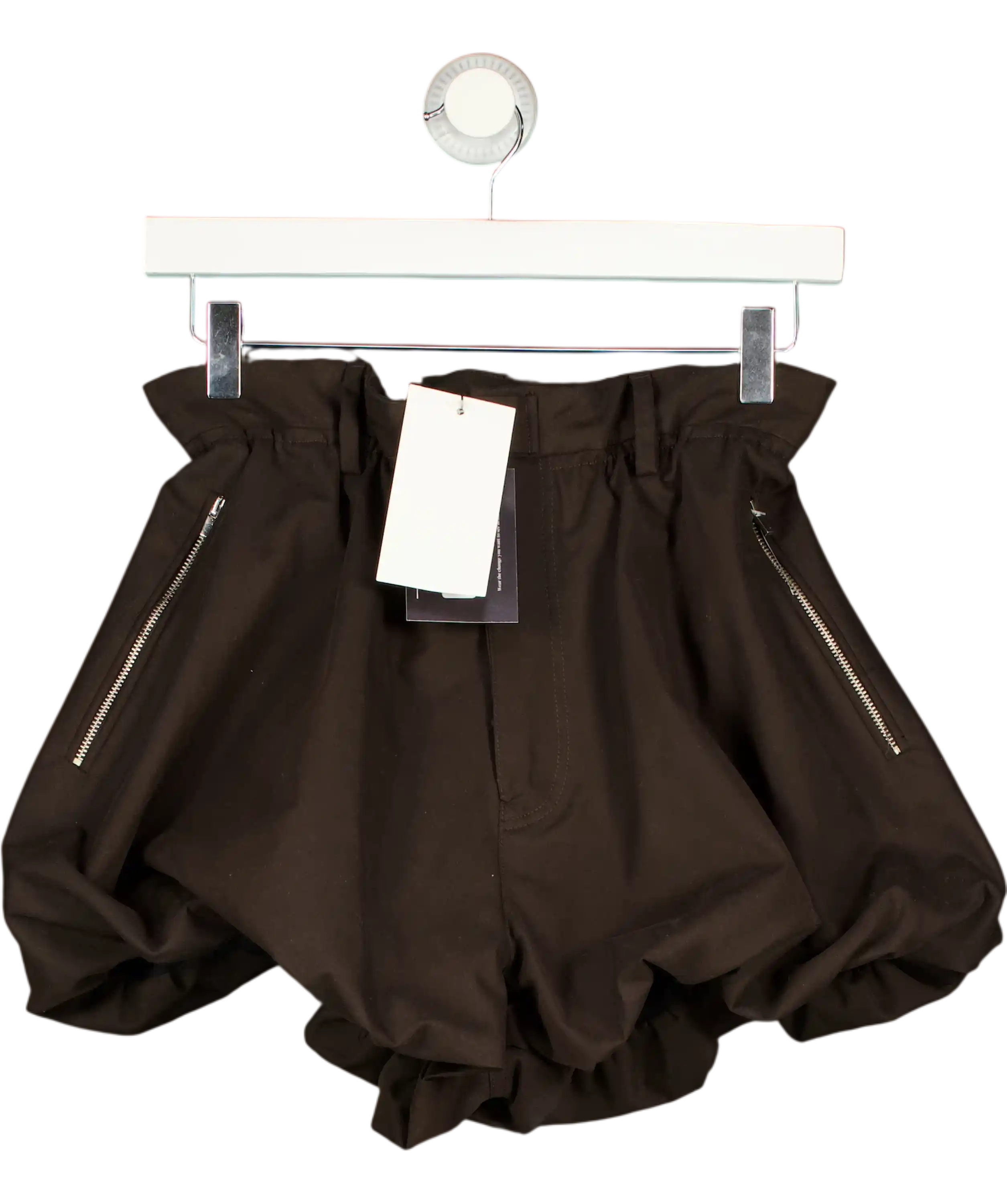 ZARA Chocolate Brown Bubble Hem Shorts UK XS
