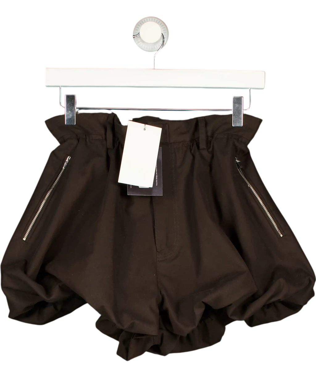 ZARA Chocolate Brown Bubble Hem Shorts UK XS