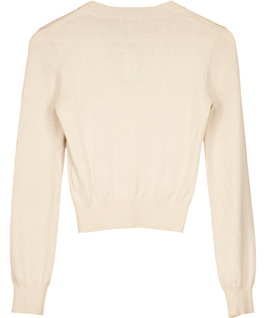 L'ACADEMIE Beige Cotton / Wool Blend Fine Knit Cardigan UK XS