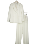 Claudie Pierlot White Volubilisbis Double-breasted Woven Blazer And Patience Straight Leg Trousers UK 8