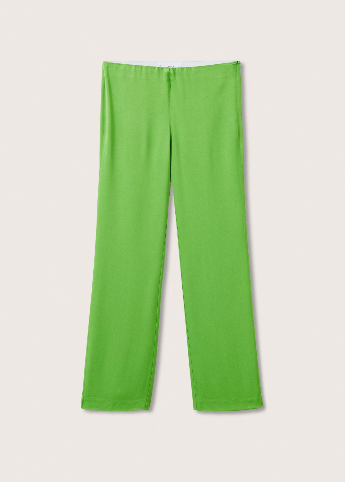 MANGO Green Penny Flowy Straight-fit Trousers UK S