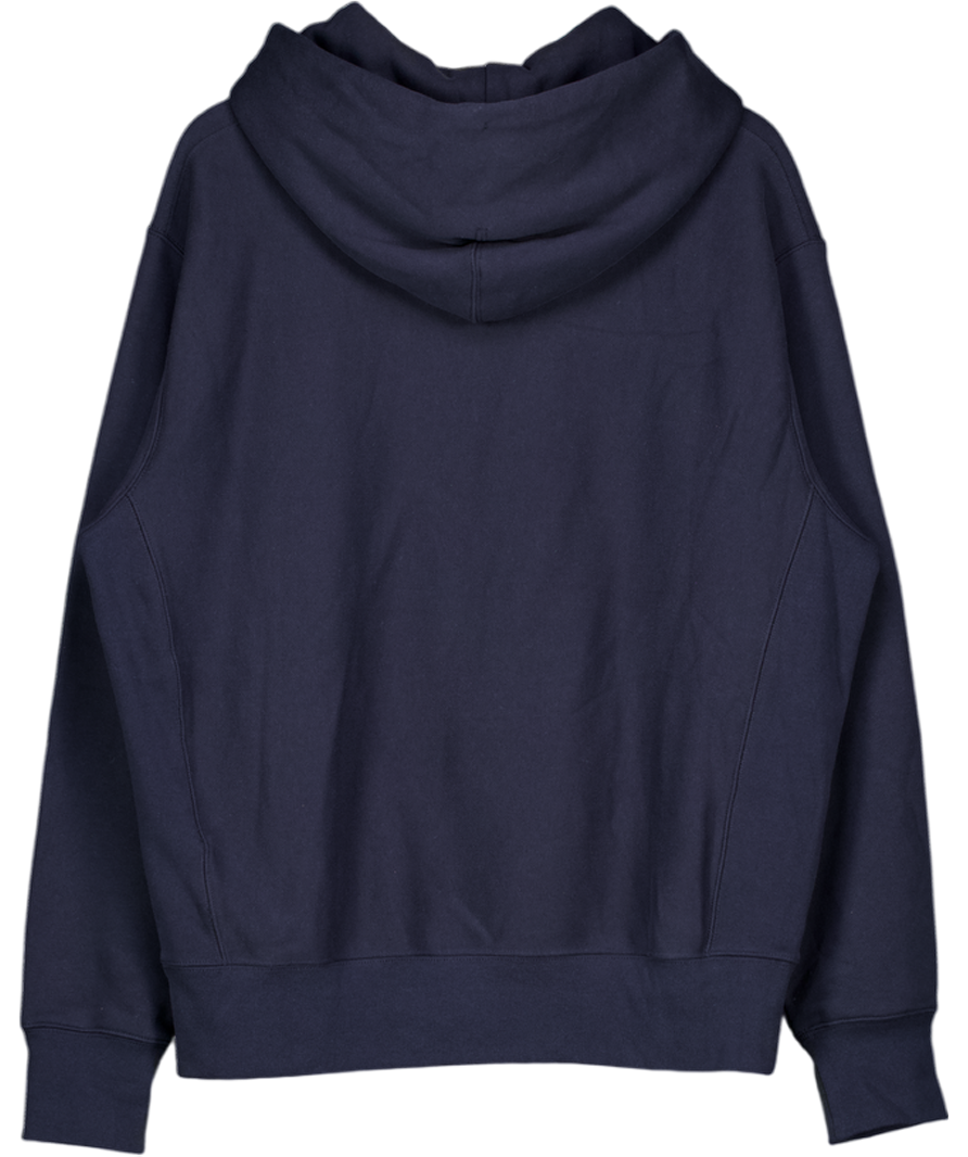 Champion Blue Heavyweight Fleece Hoodie Reverse Weave UK M