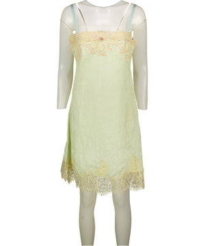 ZARA Collection Mint Green  Jacquard Lace Slip Dress UK L