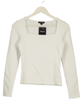 Whistles White Square Neck Long Sleeve Rib UK 8