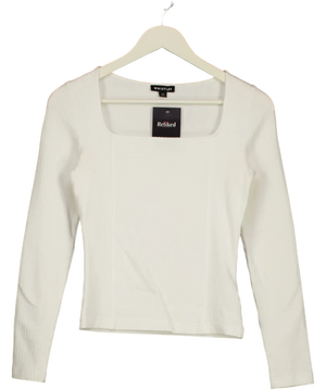 Whistles White Square Neck Long Sleeve Rib UK 8