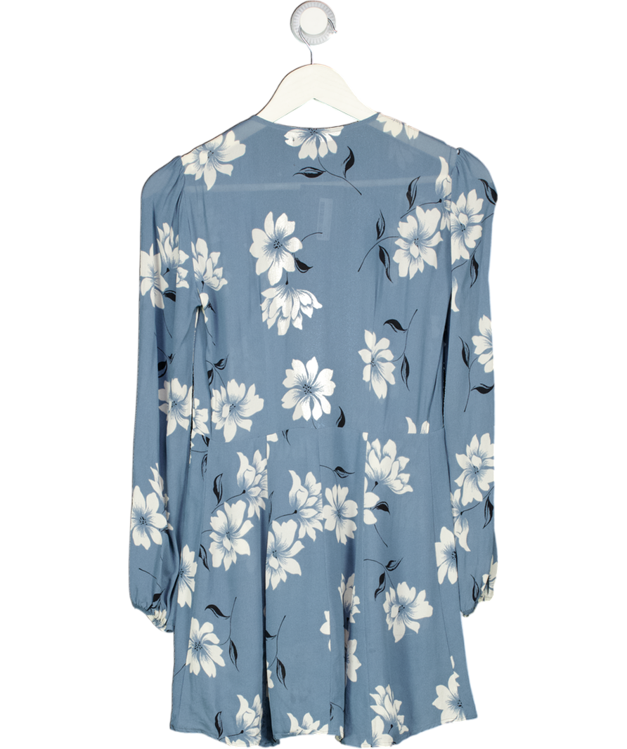 REFORMATION Dusty Blue Floral Tie Front Mini Dress UK XS