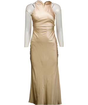 REFORMATION Beige Casette Silk Maxi Dress Sz0 UK 4