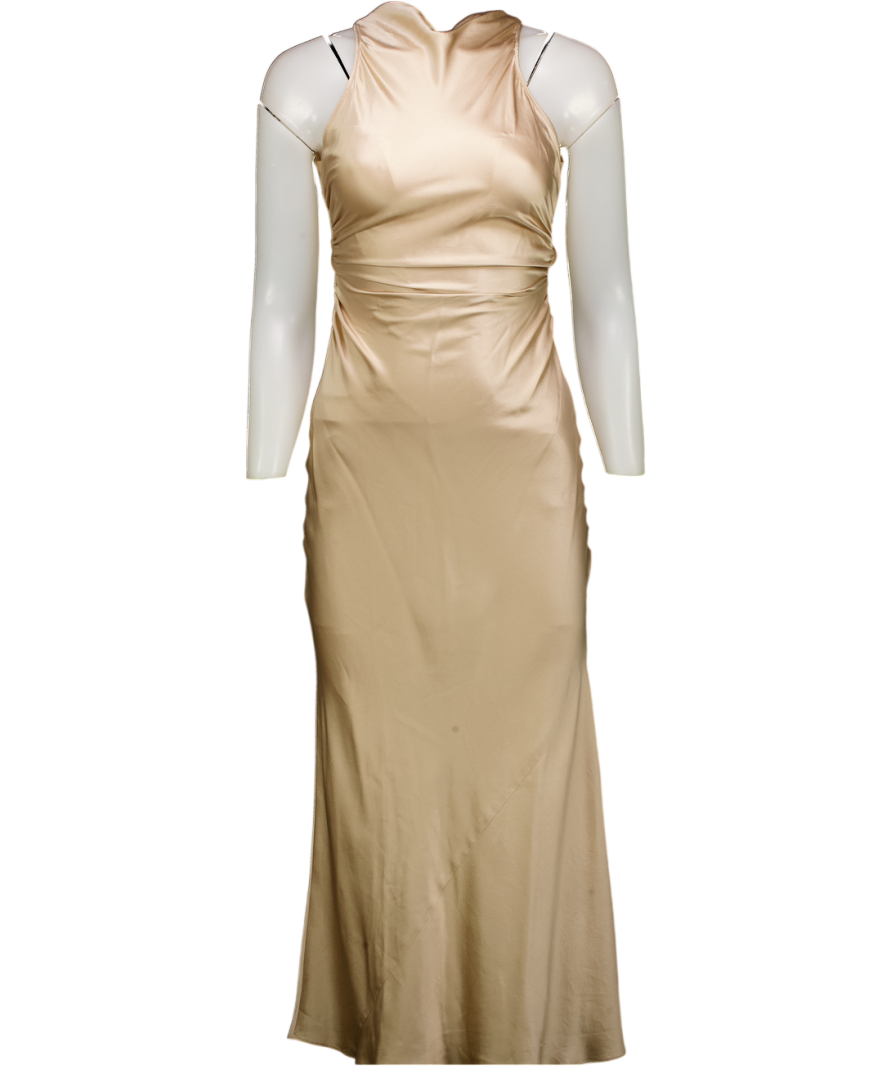 REFORMATION Beige Casette Silk Maxi Dress Sz0 UK 4