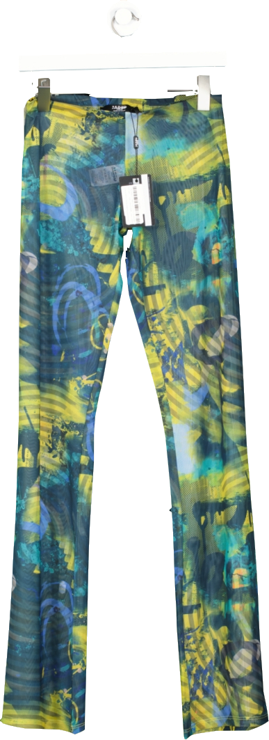 Jaded London Multicoloured Abstract Burn Print Mesh Bootcut Trousers BNWT UK 8