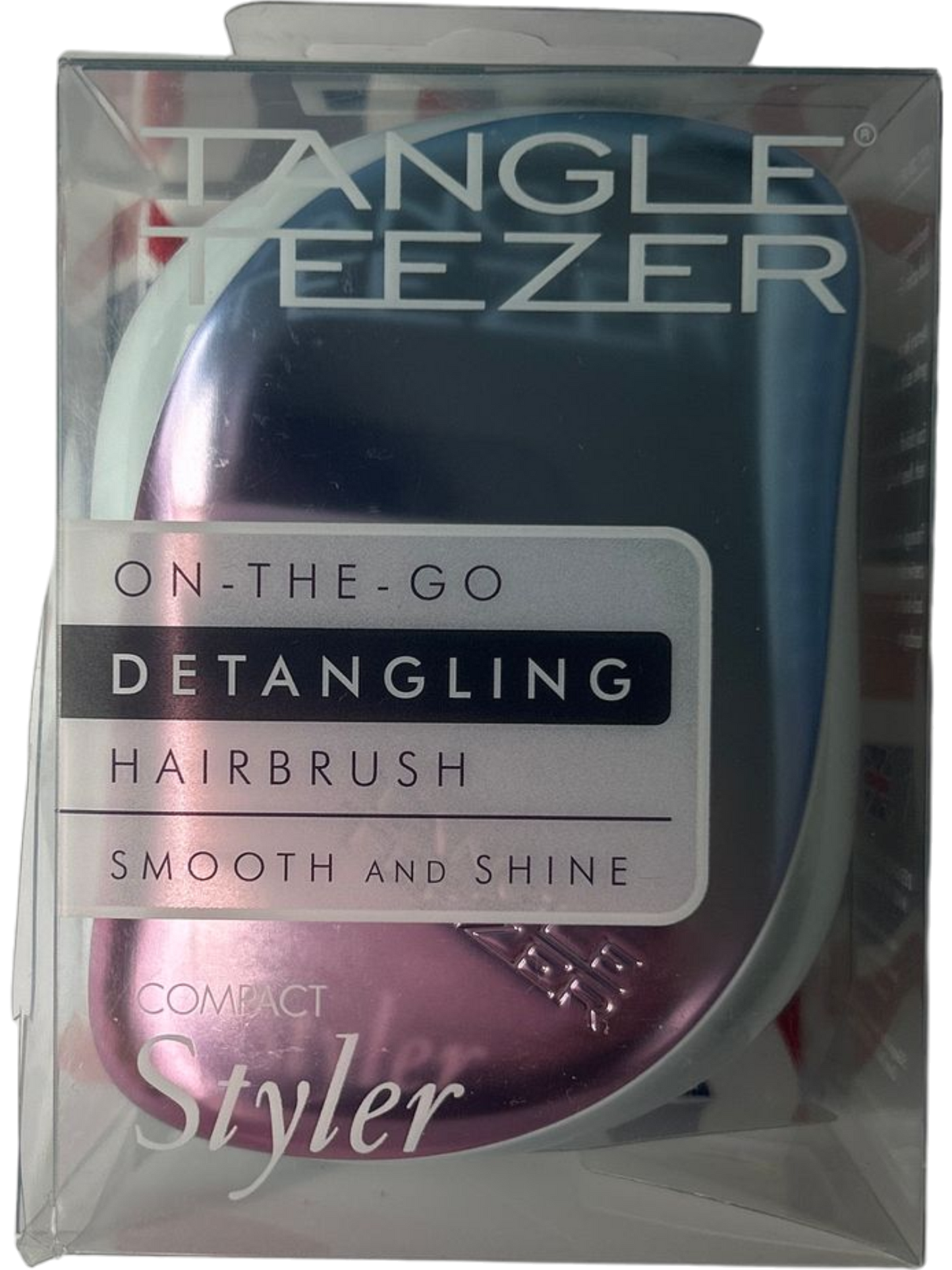 Tangle Teezer Compact Styler Detangling Hairbrush Smooth and Shine Pink/Blue Chrome