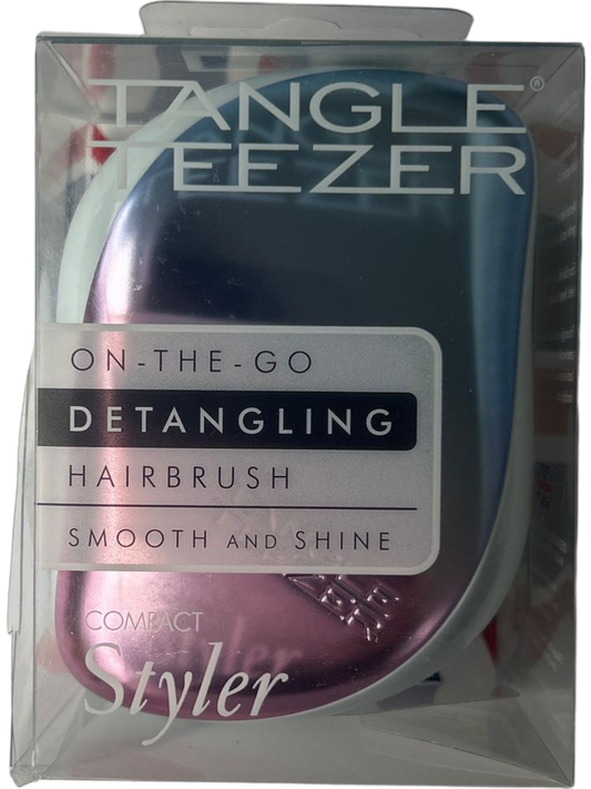 Tangle Teezer Compact Styler Detangling Hairbrush Smooth and Shine Pink/Blue Chrome