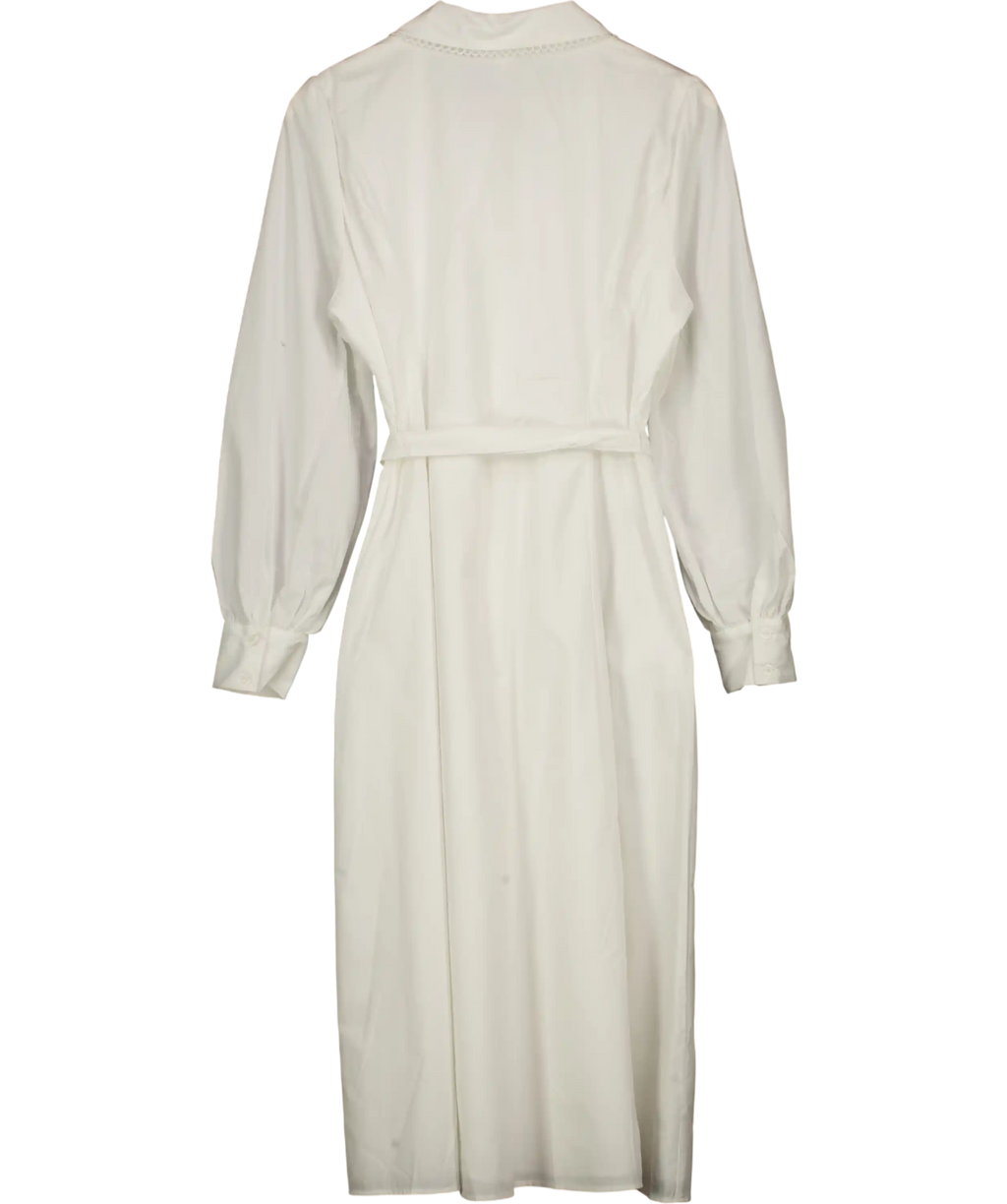 Wallis W Collection Ivory White  Cotton Lace Detail Shirt Dress UK 14