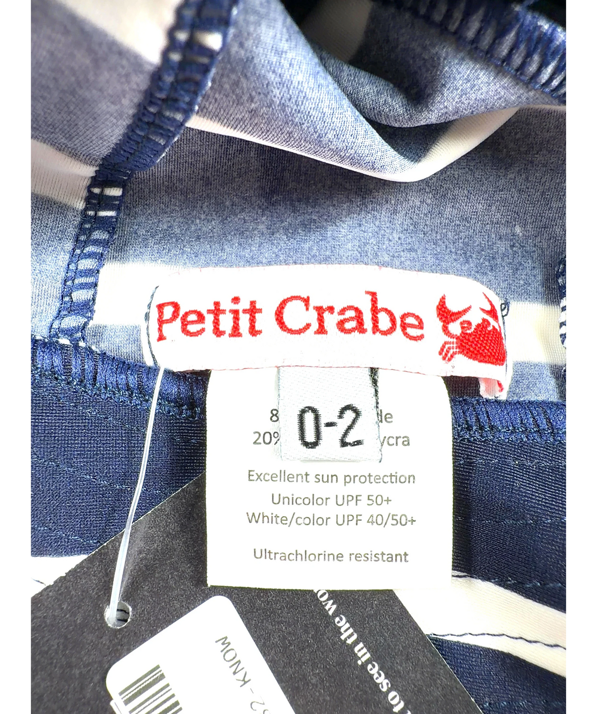 Petit Crabe navy Frey Sun Hat, size 2 Years — detail