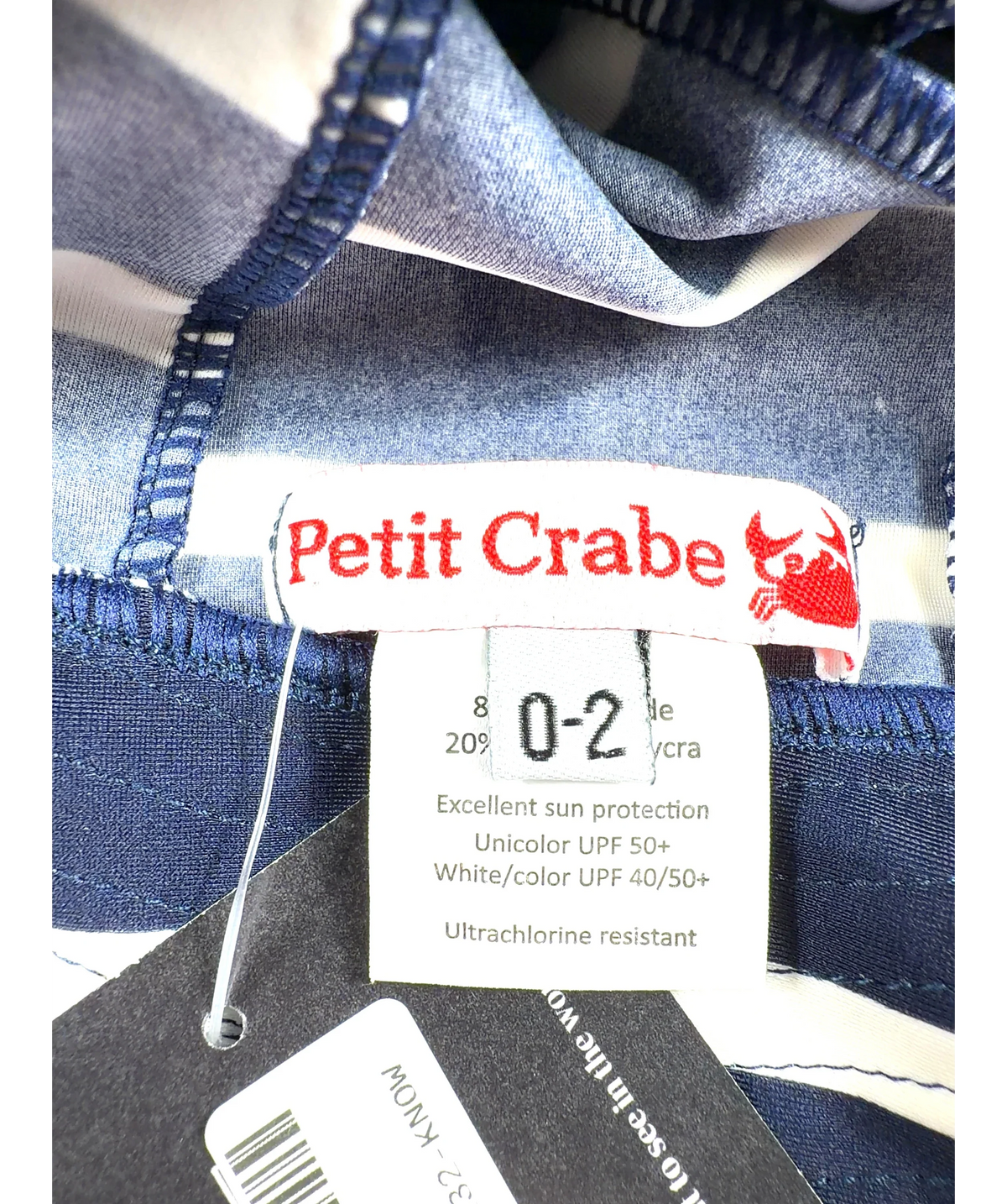 Petit Crabe navy Frey Sun Hat, size 2 Years — care label