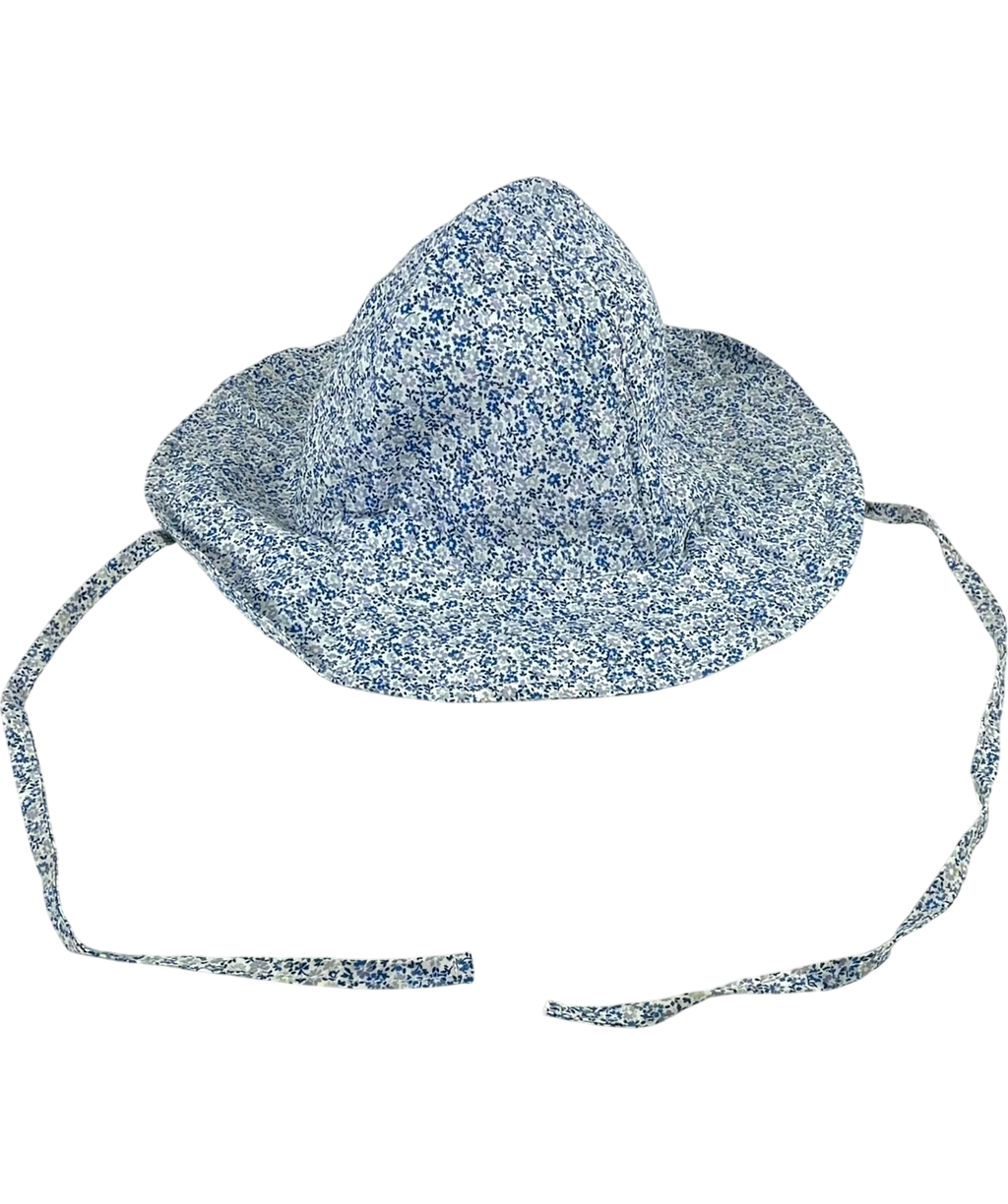Confiture blue blue floral children's sun hat, size UK M — front