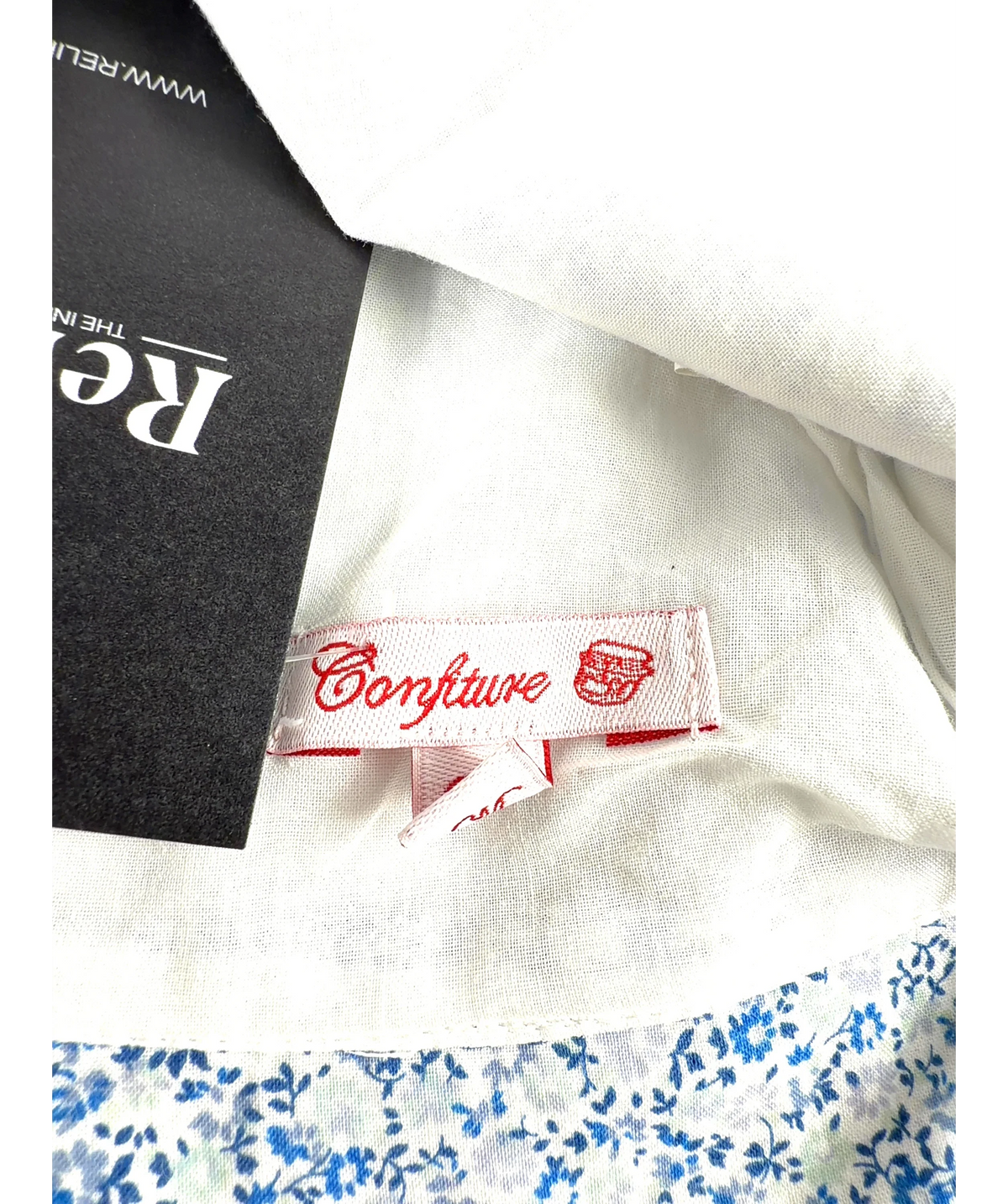 Confiture blue blue floral children's sun hat, size UK M — detail