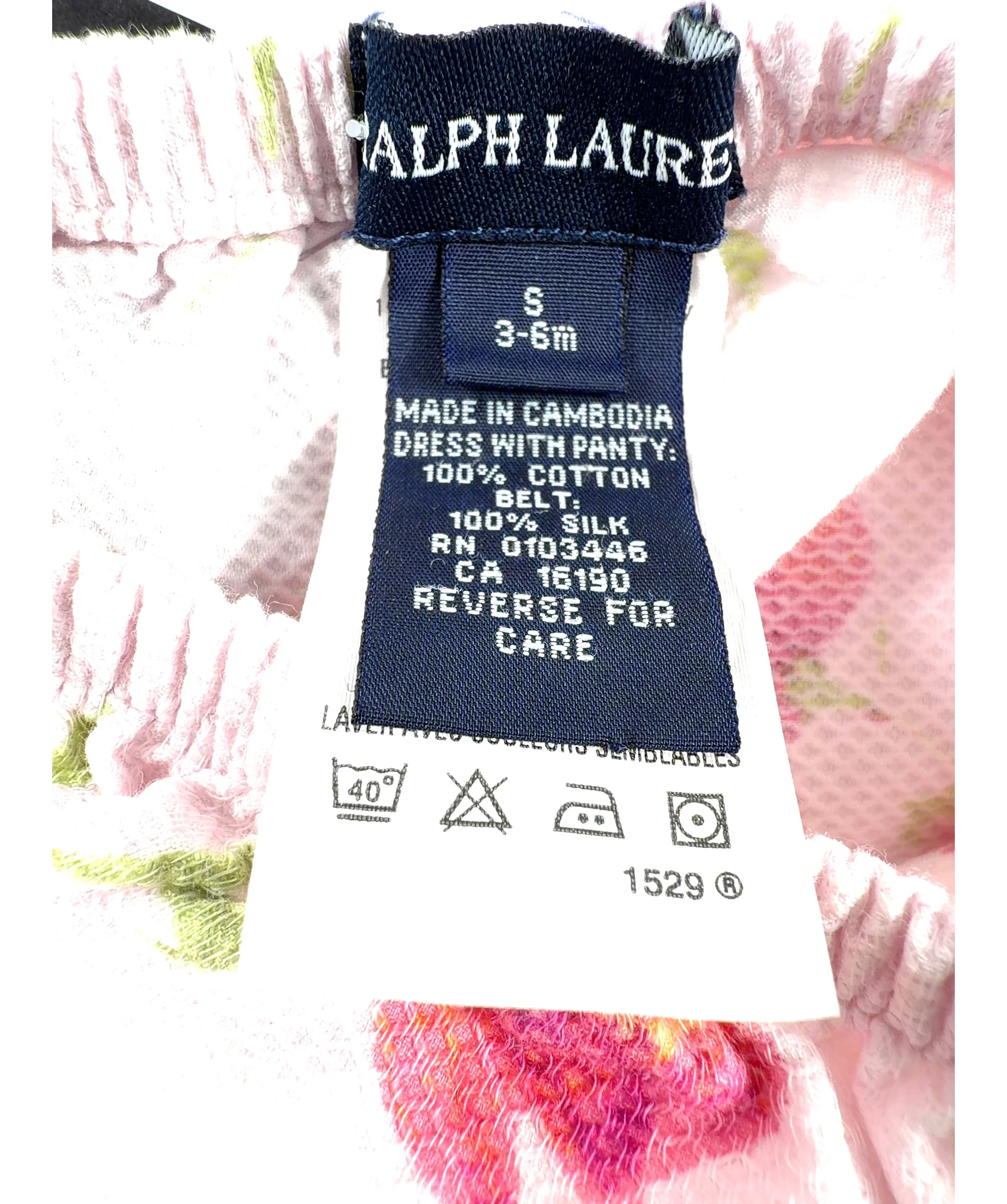 Ralph Lauren Pink Colour, size 3-6 Months — label