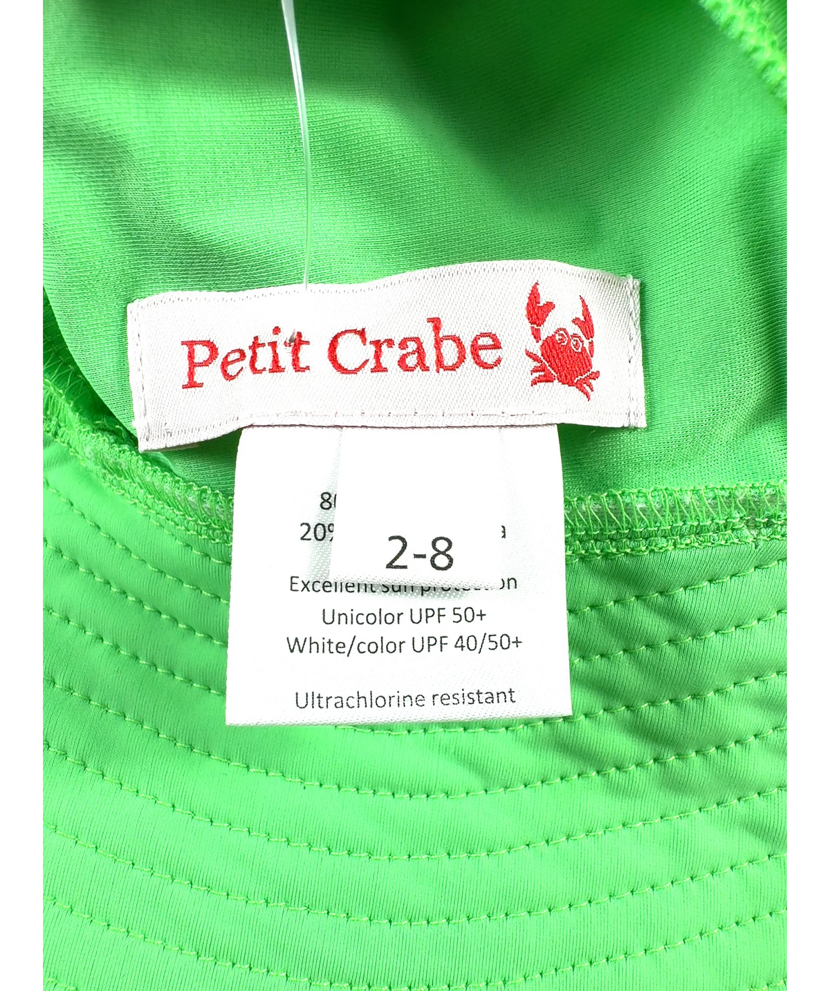 Petit Crabe Green Frey Sun Hat, size 2 Years — detail