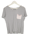 Chinti And Parker White Striped Contrast Pocket T-shirt UK M