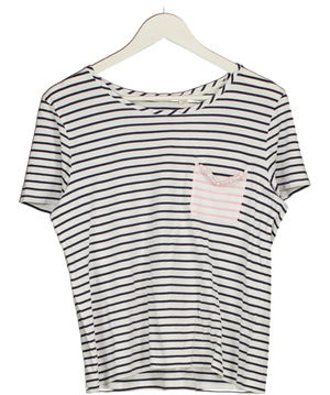 Chinti And Parker White Striped Contrast Pocket T-shirt UK M