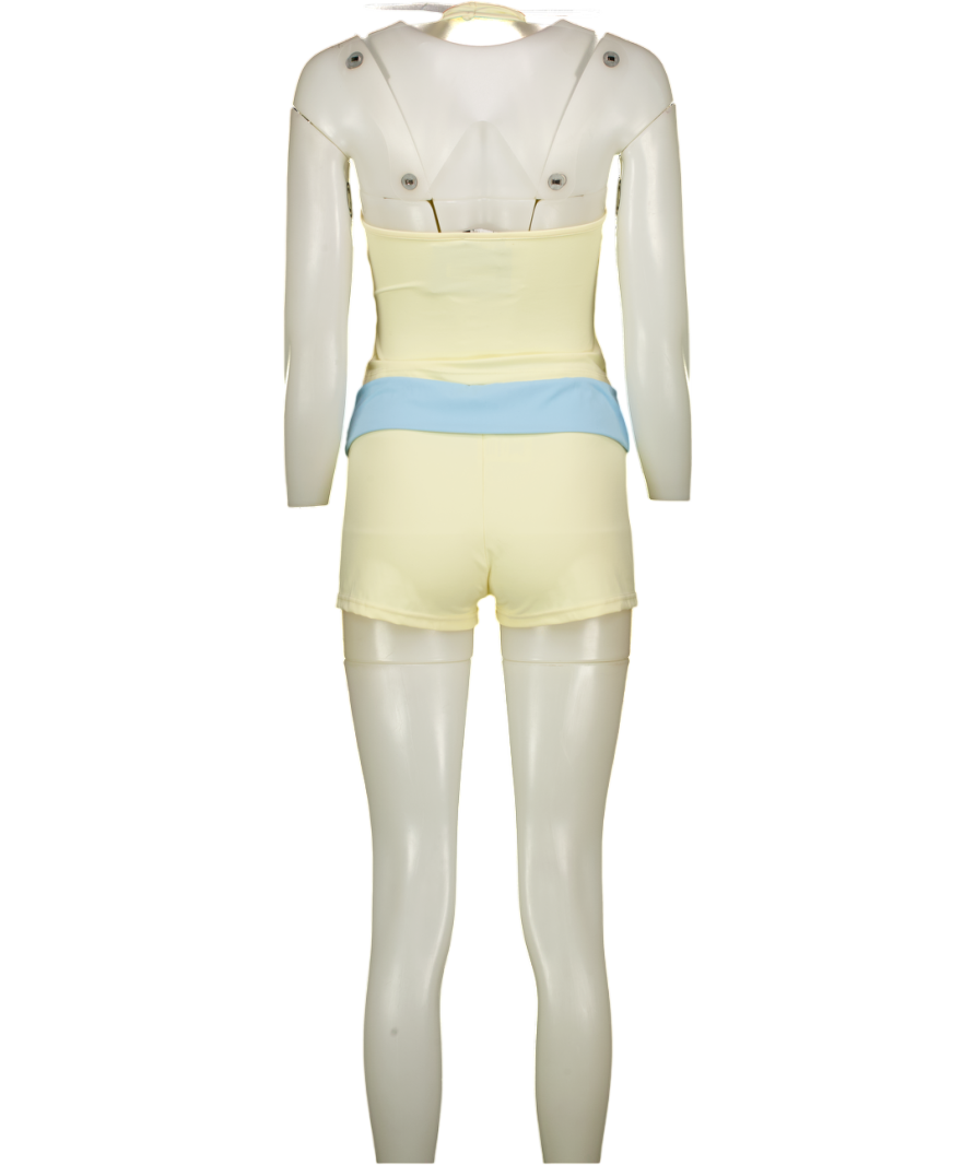 WHITE FOX 2-piece Lemon Yellow & Baby Blue Active Shorts & Halter Top Set UK M