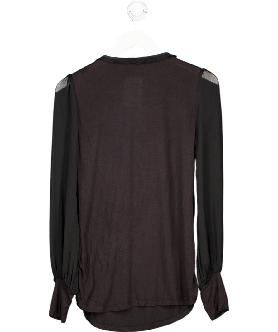 Biba Black Long Sleeve V-neck Beaded Top UK 12