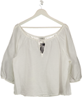 COS White Ballerina-neck Floaty Linen Blouse UK S