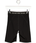ANINE BING SPORT Black High Waist Logo Waistband Cycle Shorts UK XS