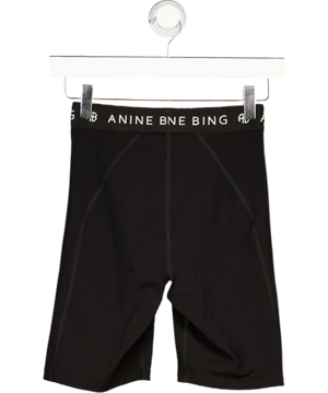 ANINE BING SPORT Black High Waist Logo Waistband Cycle Shorts UK XS