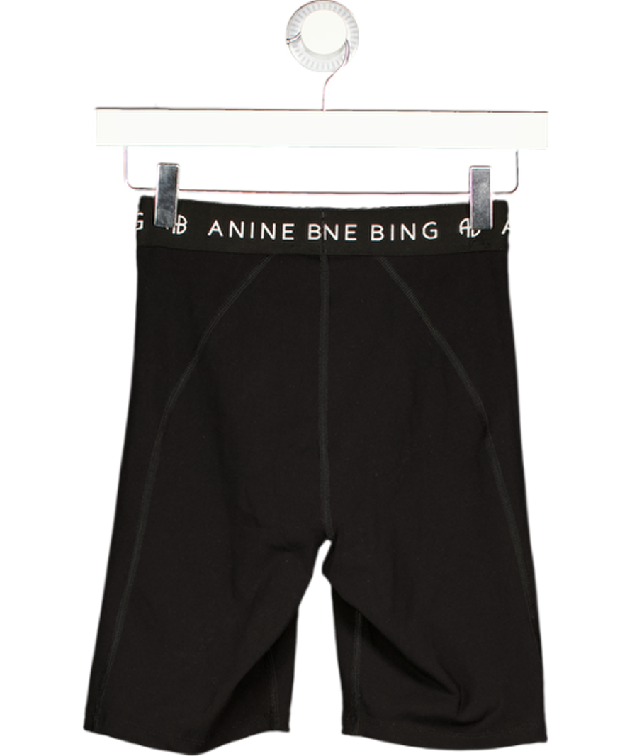 ANINE BING SPORT Black High Waist Logo Waistband Cycle Shorts UK XS