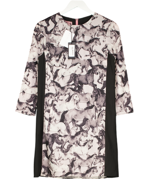 Ted Baker Grey Satin Print Dress - Jorie Wild Horses Sz2 UK 10