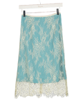 TOPSHOP Lace Midi Skirt With Blue Insert In Ecru UK 6